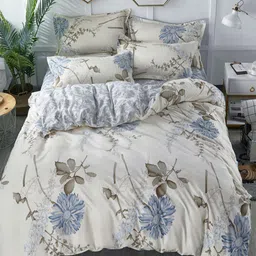 JC HOME Set Of 4 Off-White Printed Single Size Bedding Set image 5