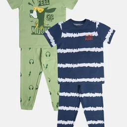 MINI KLUB Boys pack Of 2 Striped T-shirt with Trousers-picture-18
