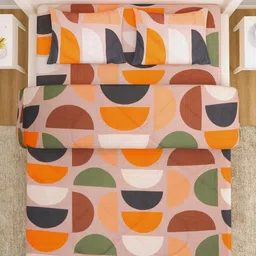 HOKIPO Peach Geometric Super Soft AC Comforter Double King Regular Bedding Set image 2