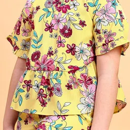 YK Girls Printed Round Neck Short Sleeves Top With Trouser image 3