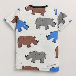 Lazy Shark Boys Grey & Black Printed T-shirt with Shorts image 3