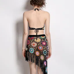 JC Collection Self Design Shoulder Strap Top with Skirt image 2