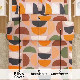 HOKIPO Peach Geometric Super Soft AC Comforter Double King Regular Bedding Set image 3