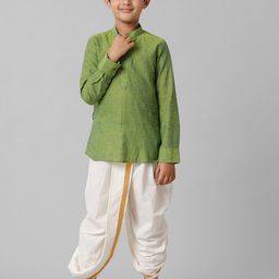 Ramraj Boys Ethnic Kurta And Dhoti With Angavastram image 3