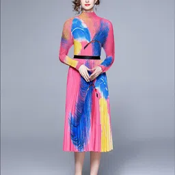 JC Collection Printed Round Neck Top with Skirt image 2