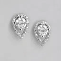 Carlton London Rhodium-Plated Teardrop Cubic Zirconia Sterling Silver Studs-image-31