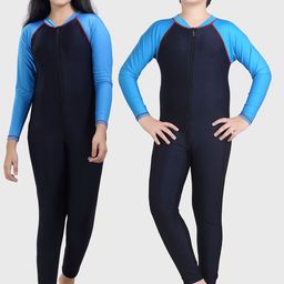 ROVARS Unisex Kids Teel Blue & Navy Blue Solid Full Bodysuit-19