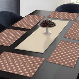 TARAN LIVING Brown 6 Pieces Printed Cotton Table Placemats-image-59
