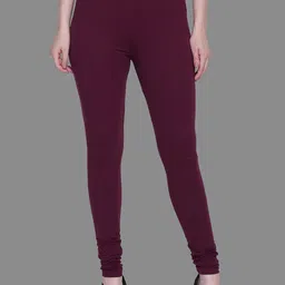 SPIFFY Women Burgundy Solid Churidar-image-2