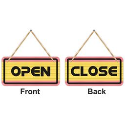 CVANU Yellow & Pink Open & Close Painted Wooden Sign Board-picture-26