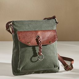 Mona B Green Colourblocked Upcycled Canvas Crossbody Sling Bag-11