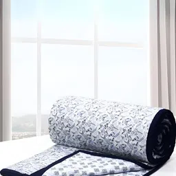 Aurave Blue & White Floral AC Room 150 GSM Single Bed Dohar-picture-14
