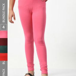 BAESD Girls Pack Of 4 Churidar-Length Super Soft Cotton Lycra Leggings-picture-0