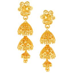 Vighnaharta Gold-Plated Floral Jhumkas-picture-11