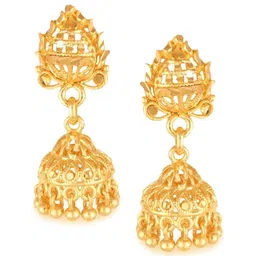 Vighnaharta Gold-Toned Dome Shaped Jhumkas-11