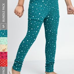 BAESD Girls Pack Of 5 Printed Ankle Length Pure Cotton Leggings-picture-6
