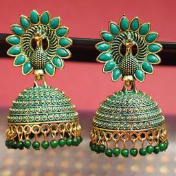 ANIKAS CREATION Gold-Plated Contemporary Jhumkas Earrings-98