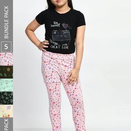 BAESD Girls Pack Of 5 Printed Pure Cotton Leggings-picture-13