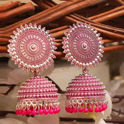 ANIKAS CREATION Gold-Plated Contemporary Jhumkas Earrings-57