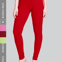 LYRA Women Pack Of 4 Churidar-Length Cotton Lycra Leggings-picture-25