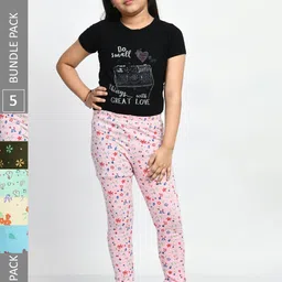 BAESD Girls Pack Of 5 Printed Cotton Ankle-Length Leggings-picture-8