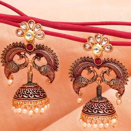KARATCART Contemporary Jhumkas Earrings-5