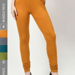 BAESD Pack Of 4 Slim-Fit Cotton Lycra Churidar Length Leggings-image-11