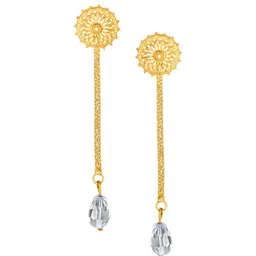 Vighnaharta Gold-Plated Floral Drop Earrings-41