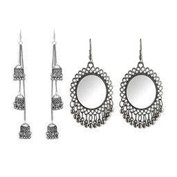 The Pari Set Of 2 Silver-PlatedContemporary Jhumkas Earrings-4