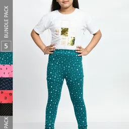 BAESD Girls  Pack Of 5 Printed Ankle Length Pure Cotton Leggings-picture-19