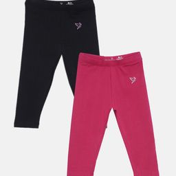 TWIN BIRDS Girls Pack Of 2 Three-Fourth Length Cotton Leggings-image-2