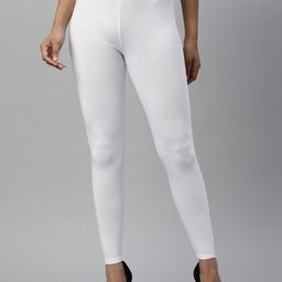TWIN BIRDS Women White Solid Ankle-Length Leggings-image-29