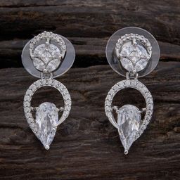 Kushal's Fashion Jewellery Rhodium Plated Leaf Shaped Drop Earrings-26