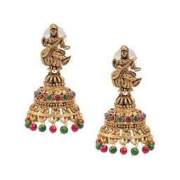 Shining Jewel - By Shivansh Gold-Plated Artificial Beads Temple Jhumkas Earrings-image-20