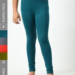 BAESD Girls Pack Of 4 Churidar Length Cotton Lycra Leggings-picture-47