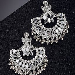 KARATCART Silver-Toned Classic Drop Earrings-53