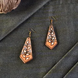 AAKRITI ART CREATIONS Brown & White Geometric Drop Earrings-23