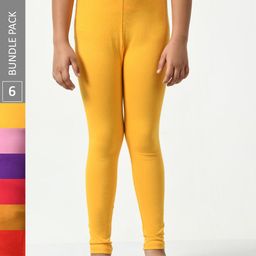 BAESD Girls Pack Of 6 Mid-Rise Churidar-Length Leggings-image-67