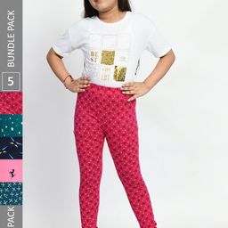 BAESD Girls Pack Of 5 Printed Pure Cotton Ankle Length Leggings-picture-16