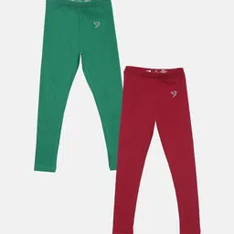 TWIN BIRDS Girls Pack Of 2 Ankle-Length Pure Cotton Leggings-image-81