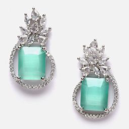 DressBerry Lime Green Silver-Plated Contemporary Studs Earrings-55