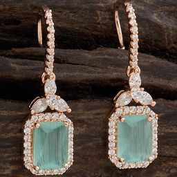 Kushal's Fashion Jewellery Rose Gold-Plated Square Drop Earrings-image-30
