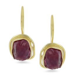 EL REGALO Red & Gold-Toned Geometric Drop Earrings-image-4