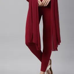 TWIN BIRDS Ankle-Length Leggings With Dupatta-image-105