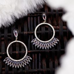Bellofox Purple & Silver-Toned Contemporary Drop Earrings-image-42