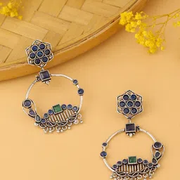 kashwini Silver-Toned Contemporary Chandbalis Earrings-28