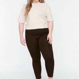 Trendyol Plus Size Women Brown Solid Tights-picture-44