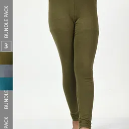 BAESD Girls Pack Of 3 Mid-Rise Churidar-Length Leggings-picture-10