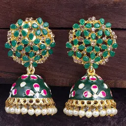 Sukkhi Gold Plated Dome Shaped Jhumkas-image-53