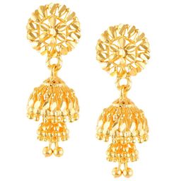 Vighnaharta Gold-Plated Floral Jhumkas-image-91